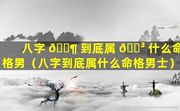 八字 🐶 到底属 🌳 什么命格男（八字到底属什么命格男士）
